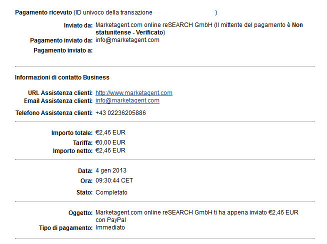 Pagamento Marketagent Gennaio 2013